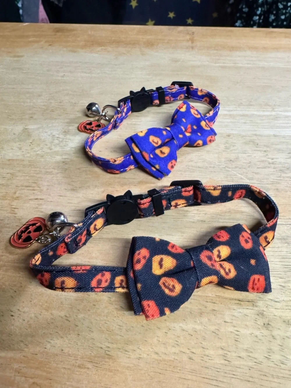 2 Halloween Pumpkin Cat Collars